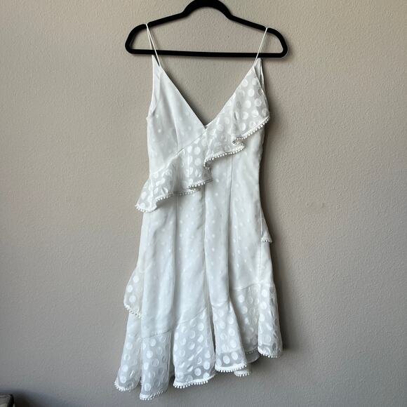 Keepsake See You Now Polka Dot Ruffle Dress in White Size S - Picture 3 of 5